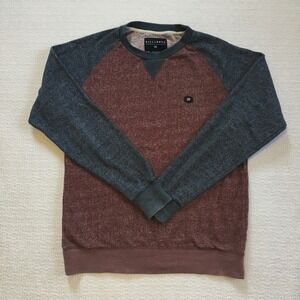 Y2K Billabong Mens Raglan Sleeve Crewneck Sweatshirt‎ Burgundy Blue Size S